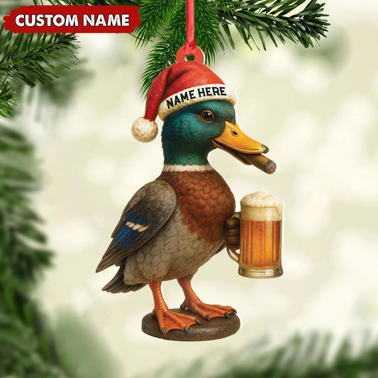 Joycorners Personalized Mallard Duck Christmas Acrylic Ornament – Custom Name Holiday Decor for Hunters & Nature Lovers MT1111