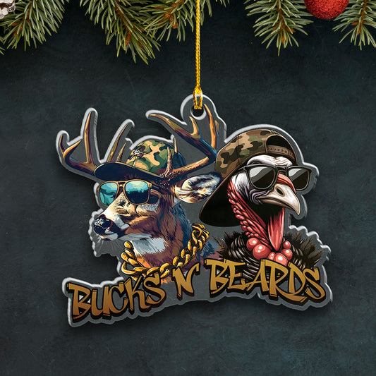 Joycorners Personalized Funny Bucks ‘N Beards Ornament – Cool Gift for Hunters & Outdoorsmen MT0110