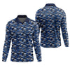 Joycorners Blue Fish Pattern Performance Fishing Shirts, SPF Shirt For Men, Hooded Fishing Shirt, Fishing Shirts For Men