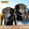 Joycorners Camo Black Fishing UPF Shirts, Camouflage Fishing Shirts, Fishing Gifts For Men, Men's Fishing Shirt