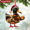 Joycorners Personalized Funny Duck Smoking Acrylic Christmas Ornament – Custom Name Drinking Gift For Hunters MT1111