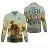 Joycorners Born To Fish Forced To Work SPF Shirt For Men, Funny Fishing Shirt, Gift For Fisherman