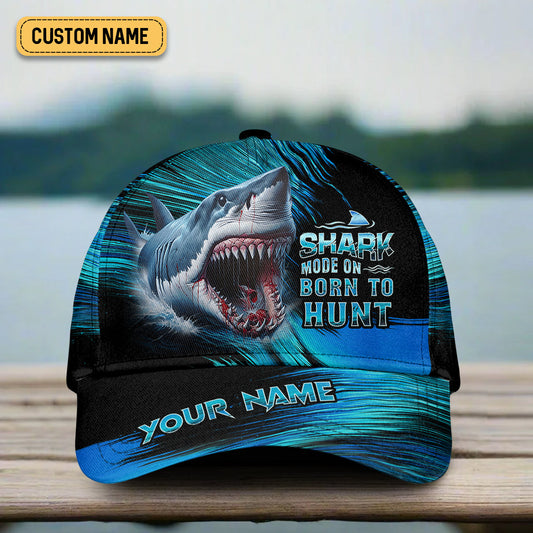 Joycorners Shark Mode On Born To Hunt, Fishing Hook Hat, Fishing Trucker Hat, Fishing Cap For Men, Fishing Gifts For Dad