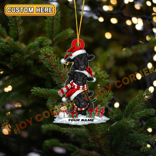 Joycorners Cow Family Ornament, Acrylic Ornament (8 Breed Options)