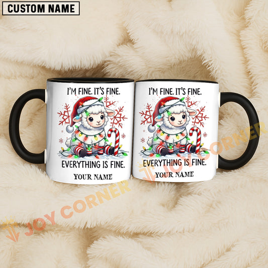Joycorners Christmas Sheep Everything Is Fine Personalized Mug