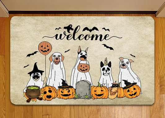 Joycorners Halloween Dog Doormat, Welcome, Gift For Dog Lovers, Housewarming Gift, Dog Decor LM0210