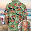 Joycorner Trump Photo With Floral Pattern Hawaiian Shirt