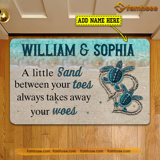 Joycorners Personalized Turtle Doormat, A Little Sand Between Your Toes Gift For Turtle Lovers, New Home Gift, Housewarming Gift, Turtle Decor LM0210