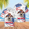 Joycorners Funny Cows Merica USA Flag Patriotic 3D Hawaiian Shirt (10 Breeds)