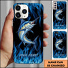 Joycorner Fishing Blue Flame Smoke Background Personalized Name 3D Phone Case (10 Fish Species)