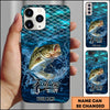 Joycorners Fishing Phone Case Fish Scale Pattern Splash Design Personalized Name 3D Phone Case (10 Fish Species)
