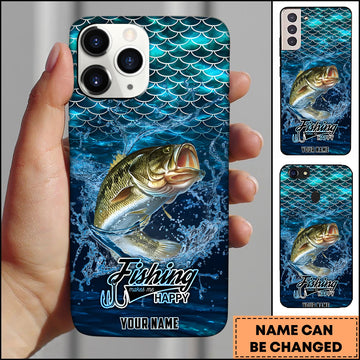 Joycorners Fishing Phone Case Fish Scale Pattern Splash Design Personalized Name 3D Phone Case (10 Fish Species)