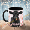 Joycorners Black Angus Cow Pink Plaid Flowers Personalized Mug