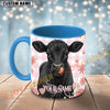 Joycorners Black Angus Cow Pink Plaid Flowers Personalized Mug