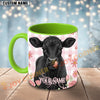 Joycorners Black Angus Cow Pink Plaid Flowers Personalized Mug