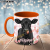 Joycorners Black Angus Cow Pink Plaid Flowers Personalized Mug