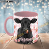 Joycorners Black Angus Cow Pink Plaid Flowers Personalized Mug