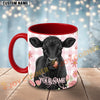Joycorners Black Angus Cow Pink Plaid Flowers Personalized Mug