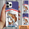 Joycorners Fishing American Flag Nautical Sketch Style Personalized Name Phone Case (10 Fish Species)