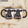 Joycorners Black Angus Cow Pink Plaid Flowers Personalized Mug