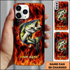 Joycorner Fishing Fire Flame Background Personalized Name 3D Phone Case (10 Fish Species)