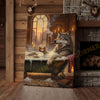 Joycorners Relaxed Wolf in Luxury Bathtub with Whiskey and Cigar at Golden Sunset Wrapped Canvas Wall Art