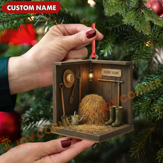 Joycorners Farm Shed Christmas Custom Name Acrylic Ornament
