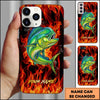 Joycorner Fishing Fire Flame Background Personalized Name 3D Phone Case (10 Fish Species)
