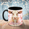 Joycorners White Charolais Pink Plaid Flowers Personalized Mug