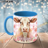 Joycorners White Charolais Pink Plaid Flowers Personalized Mug