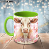 Joycorners White Charolais Pink Plaid Flowers Personalized Mug