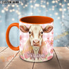 Joycorners White Charolais Pink Plaid Flowers Personalized Mug