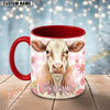 Joycorners White Charolais Pink Plaid Flowers Personalized Mug