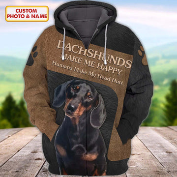 Joycorners Dachshund Make Me Happy 3D Custom Name And Dog Full Print Shirts