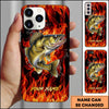 Joycorner Fishing Fire Flame Background Personalized Name 3D Phone Case (10 Fish Species)