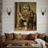 Joycorners Wolf Reading Newspaper on Toilet with Cigar and Beer “Wild Times” Wrapped Canvas Wall Art