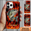 Joycorner Fishing Fire Flame Background Personalized Name 3D Phone Case (10 Fish Species)