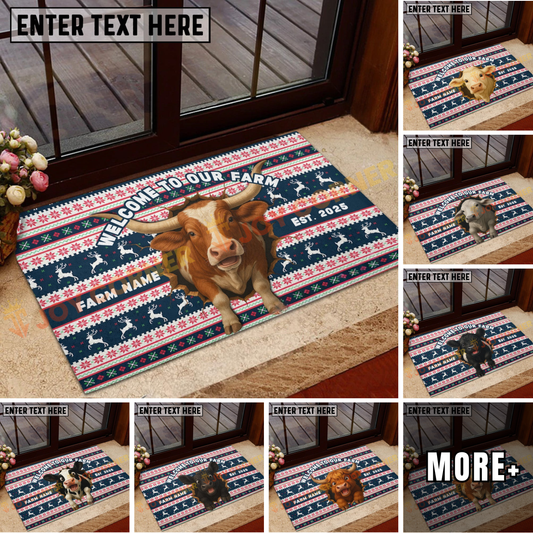 Joycorners Personalized Funny Cow Welcome To Our Farm Doormat