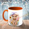 Joycorners Light Brown Jersey Purple Bow Sunflower Personalized Mug