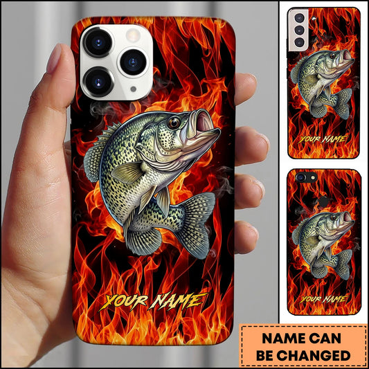 Joycorners Crappie Fishing Fire Flame Background Personalized Name 3D Phone Case