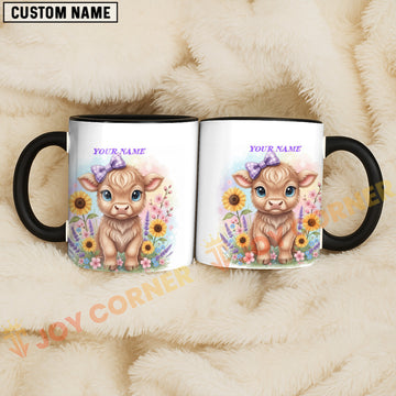 Joycorners Light Brown Jersey Purple Bow Sunflower Personalized Mug