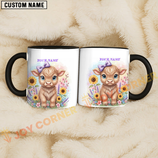 Joycorners Light Brown Jersey Purple Bow Sunflower Personalized Mug