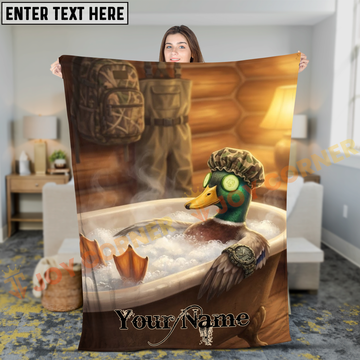 Joycorners Humorous Mallard Duck Relaxing in Bubble Bath Tub Personalized 3D Blanket