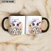 Joycorners Black and White Holstein Purple Bow Sunflower Custom Name Mug