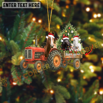 Joycorners Personalized Farm Tractor Christmas Ornament with Horse & Tree Acrylic Ornament