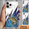 Joycorners Fishing Phone Case Jumping Water Splash Blue Lightning Scale Pattern Personalized Name Phone Case (8 Fish Species)