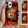 Joycorner Fishing Fire Flame Background Personalized Name 3D Phone Case (10 Fish Species)