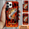 Joycorner Fishing Fire Flame Background Personalized Name 3D Phone Case (10 Fish Species)
