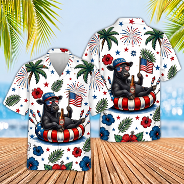Joycorners Cowboy Cows America 250 Patriotic Beach 3D Hawaiian Shirt (10 Breeds)