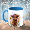Joycorners Red Angus Cow Purple Bow Sunflower Personalized Mug